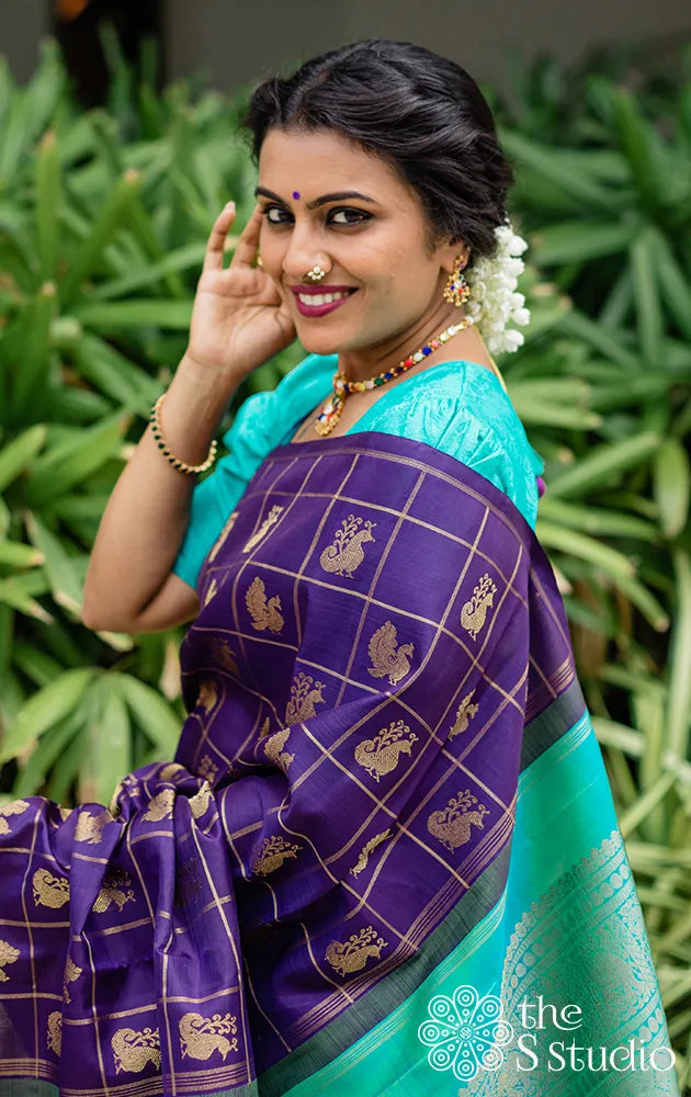 Kubera pattu sarees - Green and maroon colour - Luxury Shukra